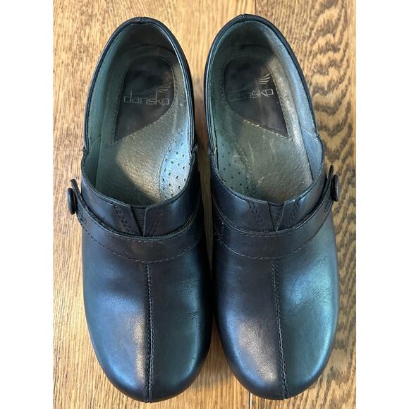 Dansko Solstice Button Strap Clogs Black Leather Slip on Women’s Sz 39 US 8.5 - Picture 4 of 8